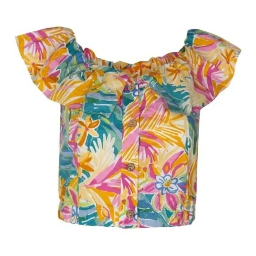 LE BAIN PAR MOLLY BRACKEN Small Floral Cotton Cropped Top‎ Cottagecore Feminine